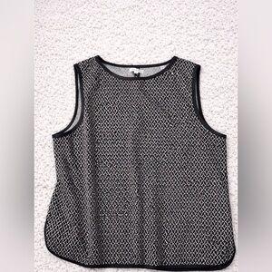 Max Studio Black White Geometric Sleeveless Blouse XL